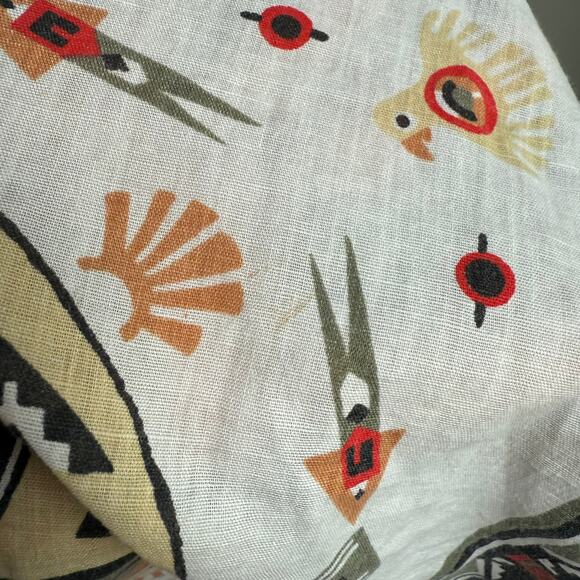 Vintage Southwestern Bandana Red Border Cotton USA 21" - Picture 4 of 5